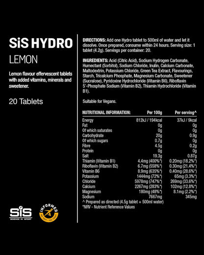 SIS Electrolyte Hydration Tablets- Lemon